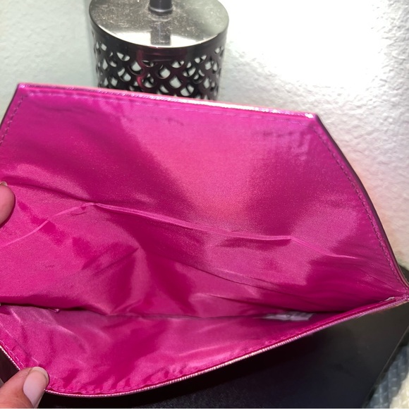 Pink Metallic Envelope Clutch Purse Wristlet y2k NYE - Picture 6 of 7